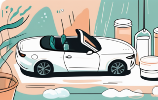 A convertible with a fabric roof
