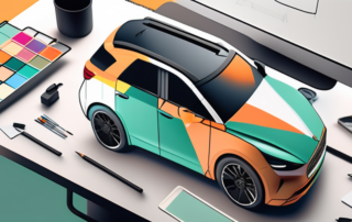 A car with blank spaces for labels and markings