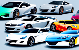 Several cars in different vibrant foil colors