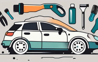 A car with patches of porous film on its surface