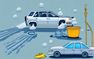 A driveway with a car parked on it