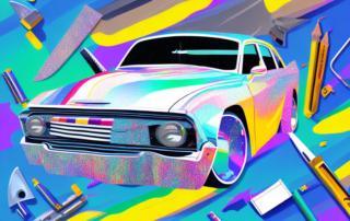 A car halfway wrapped in a glossy