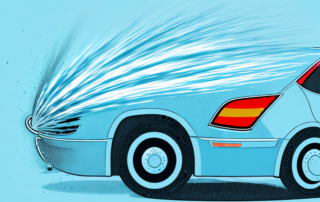 A car being cleaned by a high-pressure washer