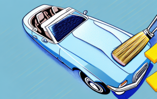 A convertible car with its top down