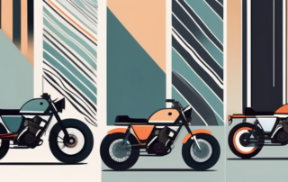 A variety of motorcycles showcasing different styles of zierstreifen (decorative stripes)
