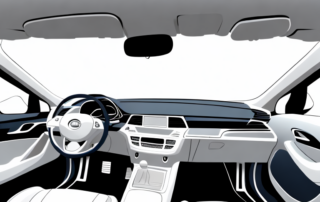 A car interior showcasing various areas subtly marked with abstract branding designs