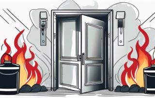 A door with flames engulfing it