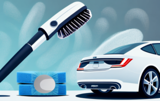 A variety of car cleaning tools like brushes
