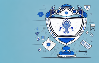 A broken vase and a document with a shield symbol on it