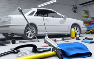 A variety of car detailing tools