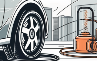 A car tire being inflated
