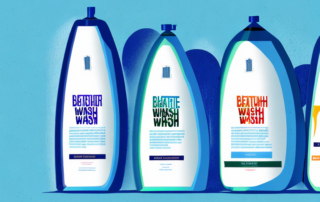 Several bottles of car wash shampoos arranged in a row