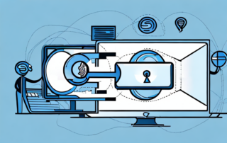 Two computers exchanging emails through a secure