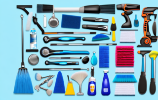 A comprehensive car cleaning kit with various tools like brushes