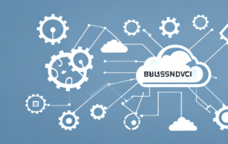 A cloud filled with various business-related icons such as buildings