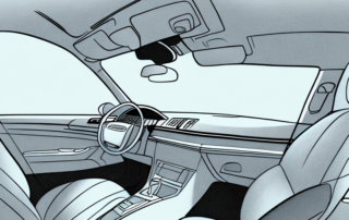 A car interior focusing on the seat upholstery
