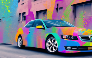 A car covered in vibrant and attractive advertising wrap