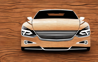 A car with a wood grain finish