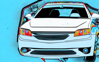 A car half-covered with a vinyl wrap