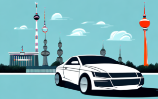 A sleek car wrapped in a vibrant