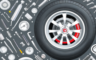 A car tire with a pressure gauge inserted into it