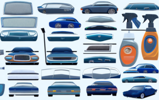 Various car interior care products like vacuum cleaner