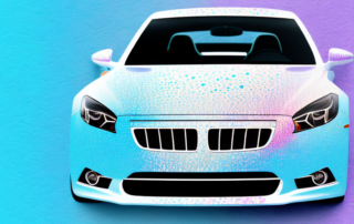 A car with a vibrant and glossy 3d wrap