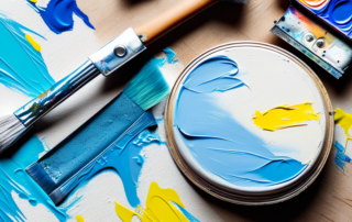 A wooden surface with a paint scraper