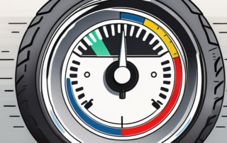 A tire pressure gauge inserted into a car tire