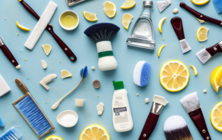 An assortment of natural cleaning items like lemon