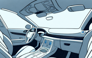 A car interior being filled with ozone molecules (represented as small spheres)