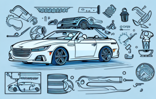 A convertible car with a fabric roof