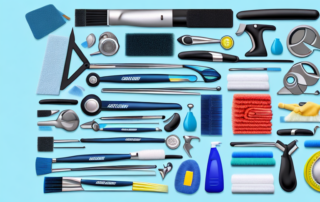 A comprehensive car cleaning kit with various tools like brushes