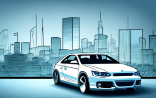 A car getting a professional foil wrap in a well-equipped garage