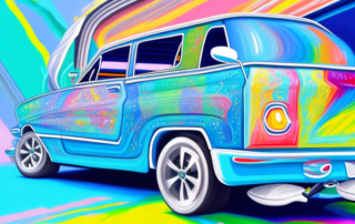 A car in a painting booth