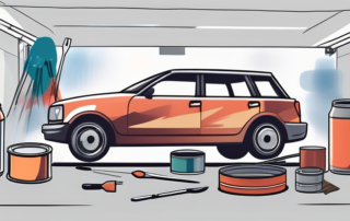 A car in a painting booth
