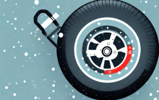 A car tire with a pressure gauge inserted into the valve