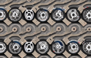 Various types of bicycle tires with different treads and patterns