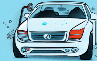 A car with visible scratches being treated with some tools and products