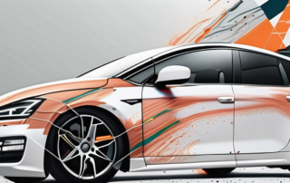 A car half-wrapped in a glossy vinyl film