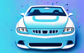 A car in a professional spray paint booth