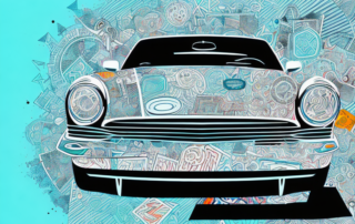 A car covered in various abstract patterns and shapes