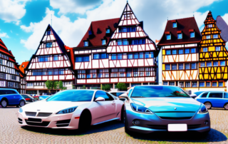 Several different types of cars with various vibrant and unique car wraps