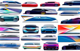 A variety of colorful and stylish car stickers on different sections of a sleek car