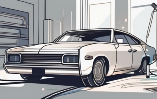 A car in the process of being painted