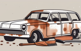 A car with visible rust spots on its surface