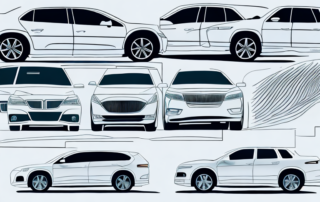 Various types of window films laid out next to a car