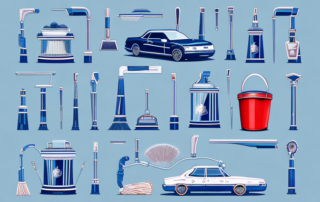 Various car detailing tools like a vacuum cleaner