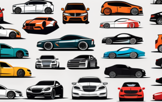 A variety of unique and stylish car hood decals on different car models