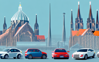 A variety of cars with different vibrant